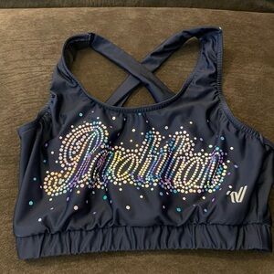 Varsity Blue and Multicolor Sports Bra